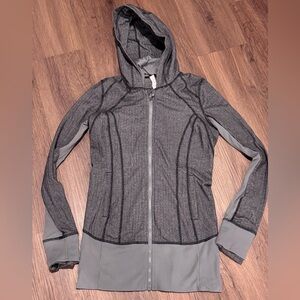 Lululemon daily practice herringbone gray hoodie full zip jacket
